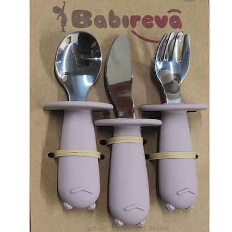Set de 3 couverts en inox Beige+Gris+Rose 6 - vertbaudet enfant 