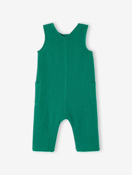 Combinaison longue bébé gaze de coton vert émeraude 3 - vertbaudet enfant 
