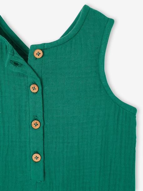 Combinaison longue bébé gaze de coton vert émeraude 4 - vertbaudet enfant 