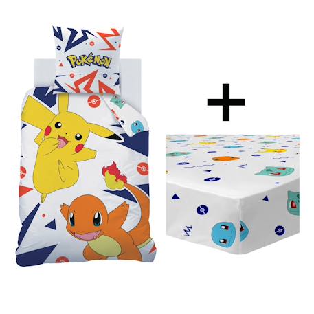 Parure de lit imprimée + drap housse 100% coton, pokemon ziggy Blanc 1 - vertbaudet enfant 