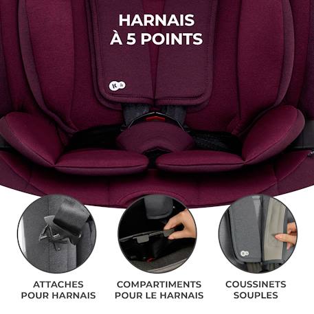 Siège Auto Kinderkraft ONETO3 I-SIZE avec ISOFIX, TOP TETHER, H-GUARD, SPS, EASY GROW et Inclinaison 5 Positions Bordeaux+Gris+Noir+Vert 3 - vertbaudet enfant 