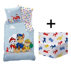 Linge de maison et décoration-Linge de lit enfant-Parure de lit imprimée + drap housse 100% coton, pat patrouille patboy