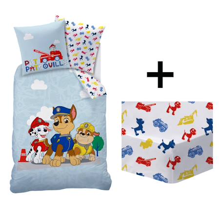Parure de lit imprimée + drap housse 100% coton, pat patrouille patboy Bleu 1 - vertbaudet enfant 