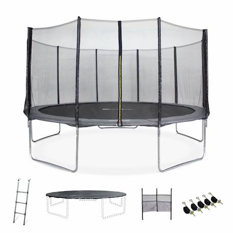 Pack trampoline ø460cm neptune xxl et filet, échelle, bâche, filet chaussures, kit d'ancrage Gris 2 - vertbaudet enfant 