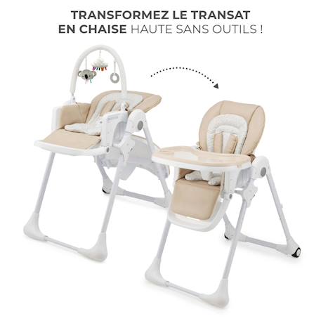 Chaise Haute 2 en 1,  ergonomique, inclinable, pliable avec hauteur réglable Beige+Gris+Vert 3 - vertbaudet enfant 