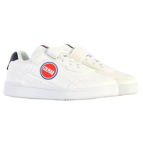 Baskets basses  à scratch Blanc+Blanc - Rouge+Marine 8 - vertbaudet enfant 