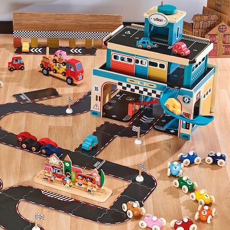 Coffret de 4 voitures en bois city Bleu 5 - vertbaudet enfant 
