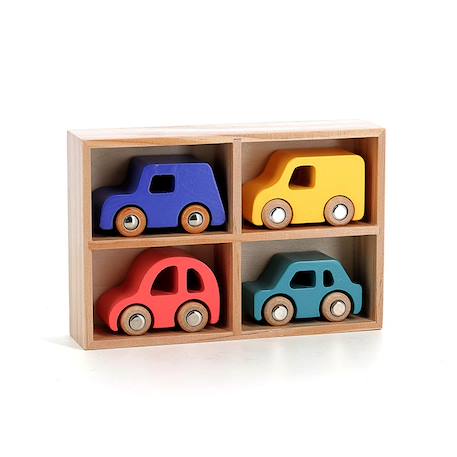 Coffret de 4 voitures en bois city Bleu 2 - vertbaudet enfant 