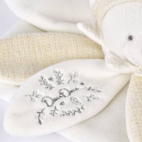 Doudou plat pétales ours 25 cm Blanc+Rose 5 - vertbaudet enfant 