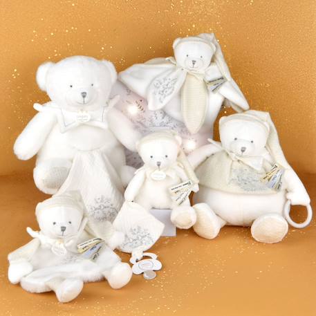Doudou plat pétales ours 25 cm Blanc+Rose 6 - vertbaudet enfant 