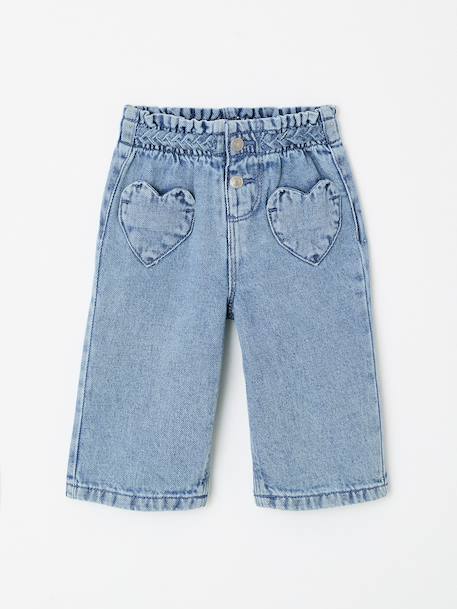 Jean bébé fille poches coeur double stone 1 - vertbaudet enfant 