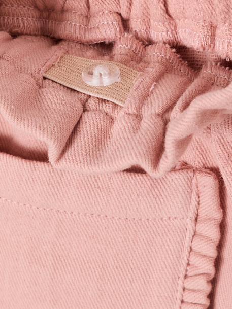 Short paperbag fille en twill rose poudré 4 - vertbaudet enfant 