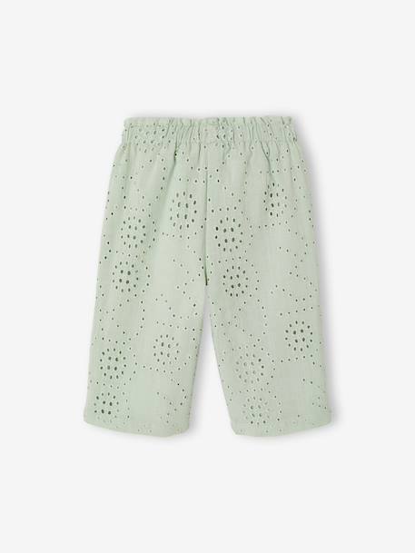 Pantalon bébé fille broderie anglaise vert d'eau 2 - vertbaudet enfant 