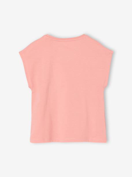Tee-shirt motif fantaisie fille abricot+bleu grisé+écru+fraise 2 - vertbaudet enfant 