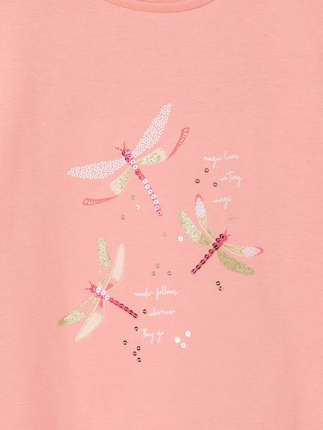 Tee-shirt motif fantaisie fille abricot+bleu grisé+écru+fraise 3 - vertbaudet enfant 