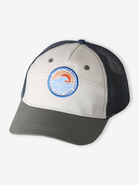 Casquette garçon coton style trucker écru 1 - vertbaudet enfant 