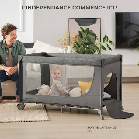 Lit Parapluie 2 en 1, Lit bébé voyage de la naissance jusqu’à 15 kg Beige1+Gris 2 - vertbaudet enfant 