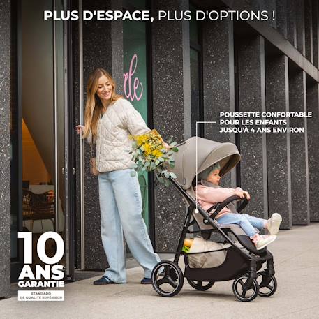 Poussette Canne TRIG 3, Légère, position allongée, pliable, harnais réglables, jusqu'à 25 kg Gris 2 - vertbaudet enfant 