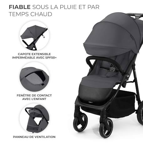 Poussette Canne TRIG 3, Légère, position allongée, pliable, harnais réglables, jusqu'à 25 kg Gris 4 - vertbaudet enfant 