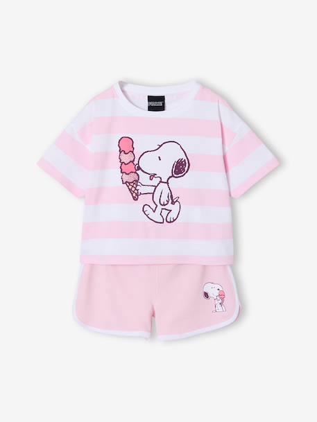 Ensemble fille rayé Snoopy rayé rose 1 - vertbaudet enfant 