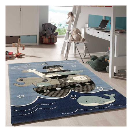 Tapis enfant tissé motif animaux etelda Bleu 1 - vertbaudet enfant 