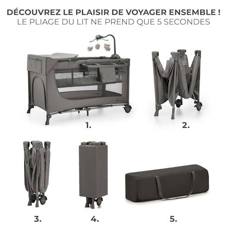 Lit Parapluie 2 en 1, Lit bébé voyage de la naissance jusqu’à 15 kg Gris 4 - vertbaudet enfant 