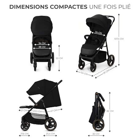 Poussette Canne TRIG 3, Légère, position allongée, pliable, harnais réglables, jusqu'à 25 kg Beige+Gris+Marron+Noir 24 - vertbaudet enfant 