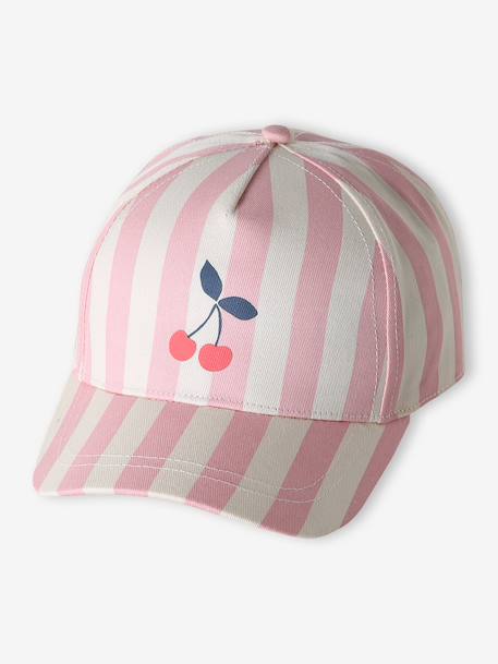 Casquette fille coton rayé rose 2 - vertbaudet enfant 
