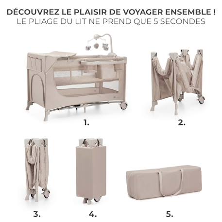 Lit Parapluie 2 en 1, Lit bébé voyage de la naissance jusqu’à 15 kg Beige1+Gris 4 - vertbaudet enfant 