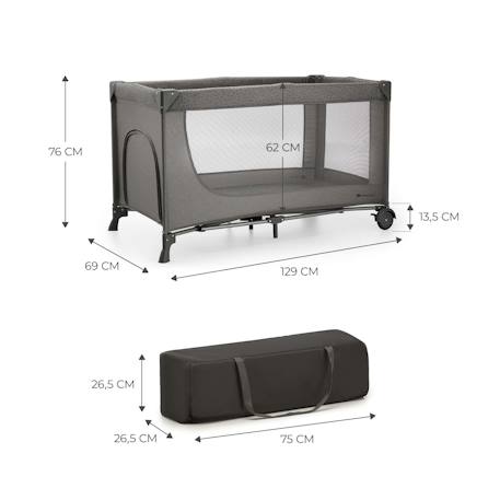 Lit Parapluie JOY 2 2 en 1 avec Sortie Latérale Zippée, Pliage Compact en 5 Secondes et Sac de Transport Beige+Dark grey 12 - vertbaudet enfant 