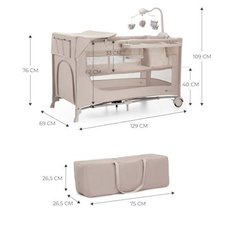 Lit Parapluie 2 en 1, Lit bébé voyage de la naissance jusqu’à 15 kg Beige1+Gris 6 - vertbaudet enfant 
