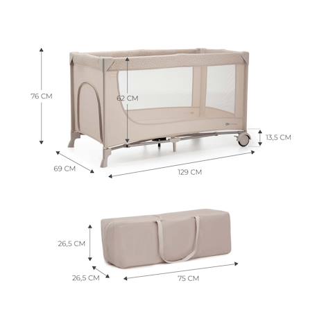 Lit Parapluie JOY 2 2 en 1 avec Sortie Latérale Zippée, Pliage Compact en 5 Secondes et Sac de Transport Beige+Dark grey 6 - vertbaudet enfant 
