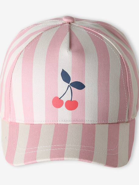 Casquette fille coton rayé rose 4 - vertbaudet enfant 