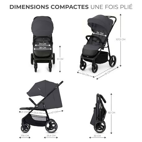 Poussette Canne TRIG 3, Légère, position allongée, pliable, harnais réglables, jusqu'à 25 kg Gris 6 - vertbaudet enfant 