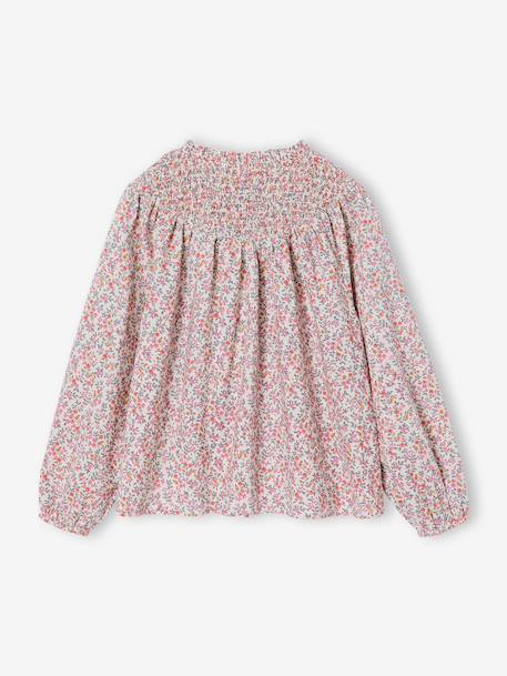 Blouse fille manches smockées écru+rose pâle 4 - vertbaudet enfant 