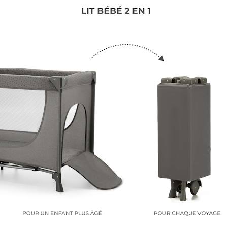 Lit Parapluie 2 en 1, Lit bébé voyage de la naissance jusqu’à 15 kg Dark grey 3 - vertbaudet enfant 