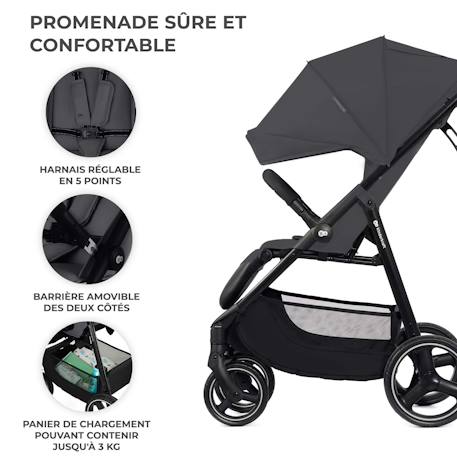 Poussette Canne TRIG 3, Légère, position allongée, pliable, harnais réglables, jusqu'à 25 kg Gris 5 - vertbaudet enfant 