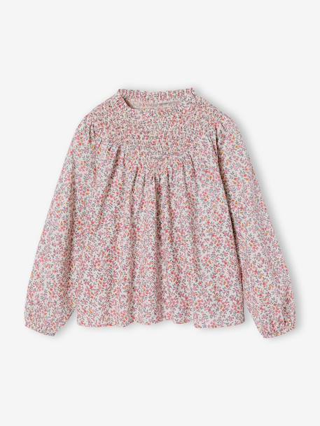 Blouse fille manches smockées écru+rose pâle 3 - vertbaudet enfant 