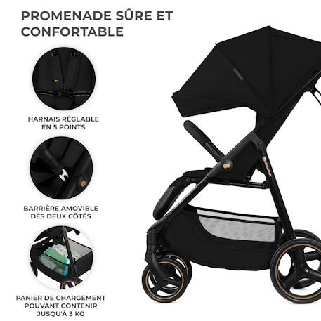 Poussette Canne TRIG 3, Légère, position allongée, pliable, harnais réglables, jusqu'à 25 kg Beige+Gris+Marron+Noir 23 - vertbaudet enfant 