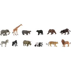 Jouet-Jeux d'imagination-Set de 12 animaux sauvages (7-11 cm)