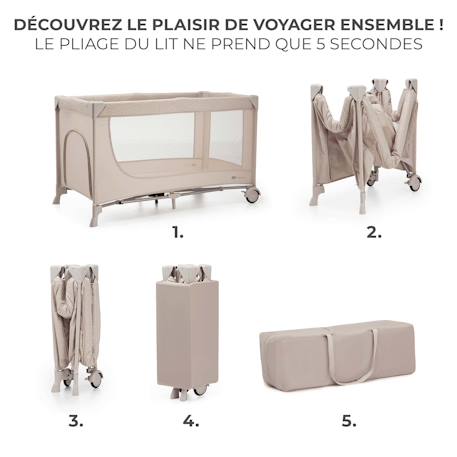 Lit Parapluie 2 en 1, Lit bébé voyage de la naissance jusqu’à 15 kg Beige+Dark grey 4 - vertbaudet enfant 
