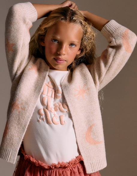 Cardigan Fin Manches Longues Pour Fille - Maille Tricotée, Col V, Côtelé - Taille 5-6 Ans, Bleu Marine