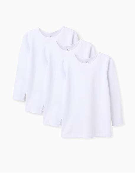 Pack 3 maillots de corps en coton polyester peigné Blanc 1 - vertbaudet enfant 