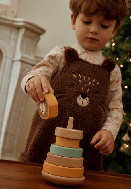 Ensemble salopette bébé en sherpa et t-shirt cracotte Marron 1 - vertbaudet enfant 