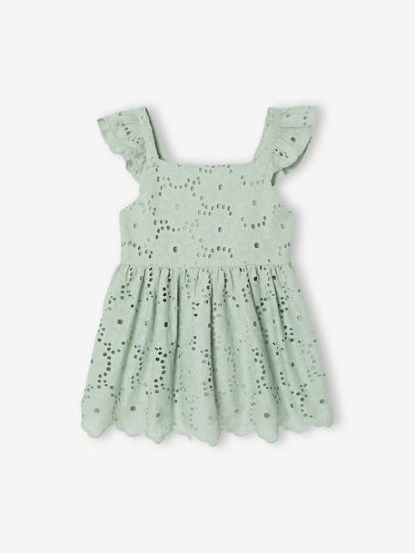 Blouse fille broderie anglaise à volants vert sauge 1 - vertbaudet enfant 