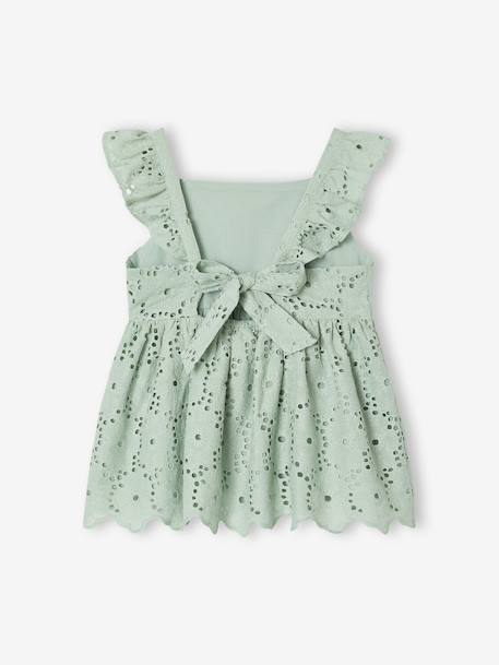 Blouse fille broderie anglaise à volants vert sauge 2 - vertbaudet enfant 
