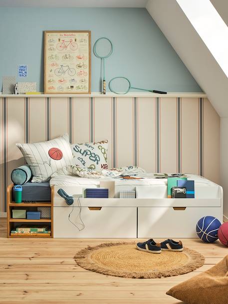 Lit enfant avec rangements 90x200cm Pirouette blanc 1 - vertbaudet enfant 