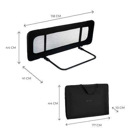 Barrière de Lit GUARD & DREAM Pliable avec Hauteur Réglable, Filet Aéré et Sac de Transport Inclus Noir 6 - vertbaudet enfant 