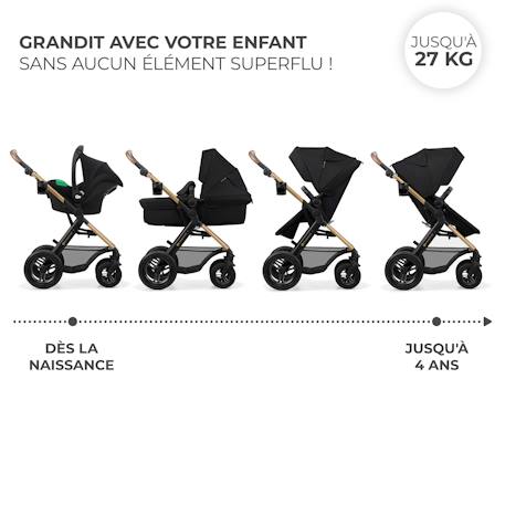 Poussette 4en1 de la naissance à 3 ans, Moov 2 Beige+Noir 9 - vertbaudet enfant 