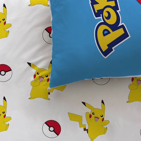 Parure de lit imprimée 100% coton, pokemon pokéball Bleu 2 - vertbaudet enfant 